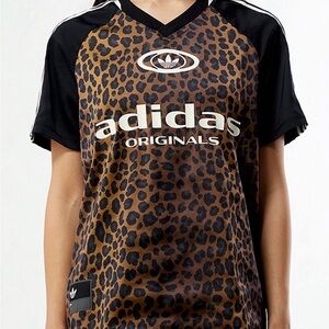 Adidas Originals Leopard Print Jersey Shirt - Brown & Black